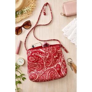 Vera Bradley Crossbody Bag Red Paisley Boho Cottage Core Quilted Purse